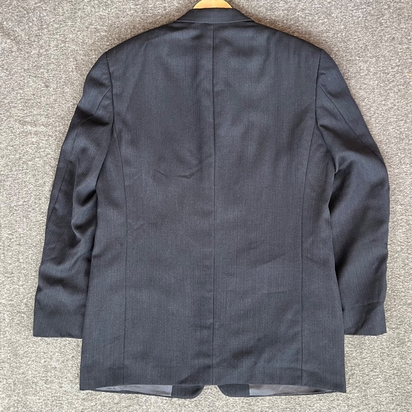 VTG Monsieur Givenchy Mens Navy Herringbone Union Blazer 44(est) Classic Preppy - Picture 11 of 16
